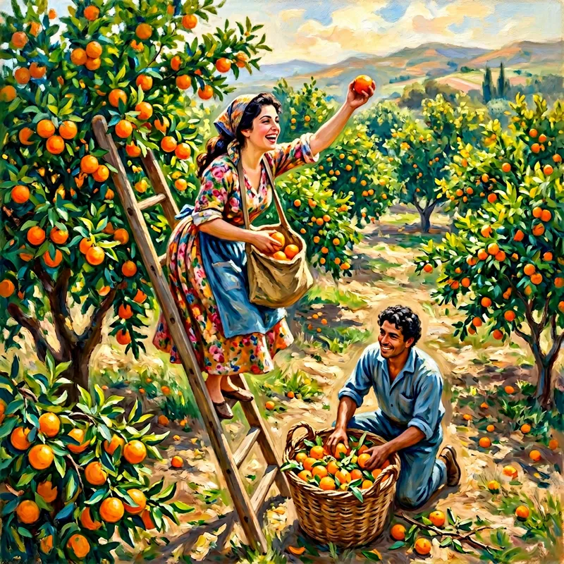 Vibrant Gathering of Oranges in Impressionist Style Vibrant Gathering of Oranges in Impressionist Style