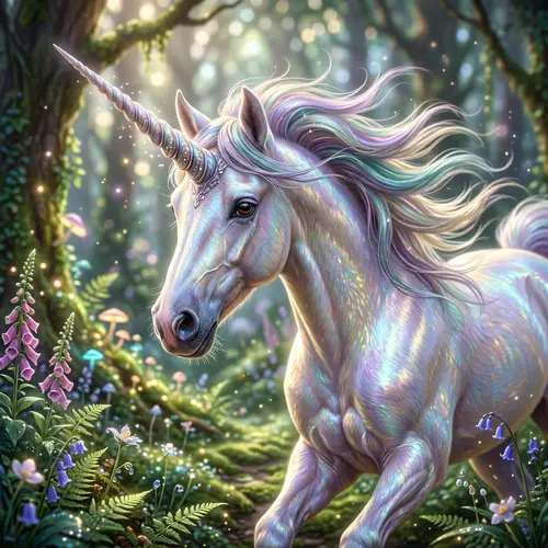 Majestic Unicorn in Enchanted Woodland