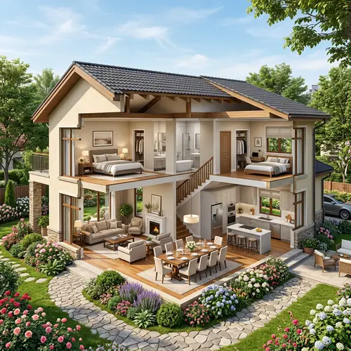 Spacious 300 sqm Residential House with Cozy Living Room and Garden