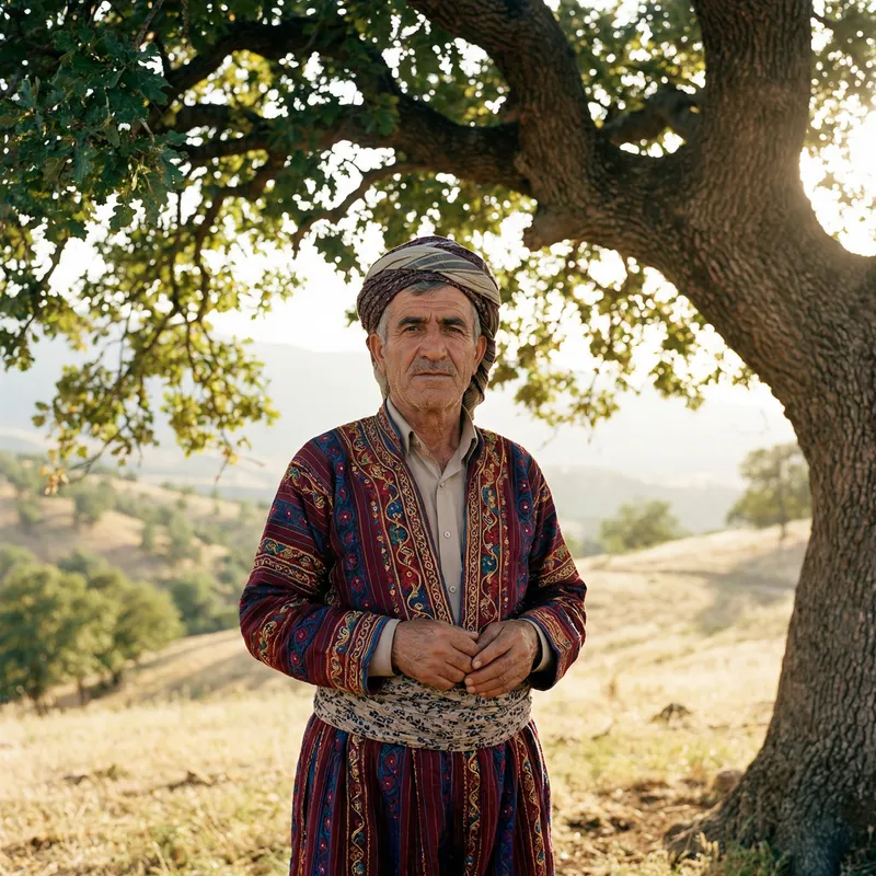 Kurdish Man in Vibrant Traditional Clothing