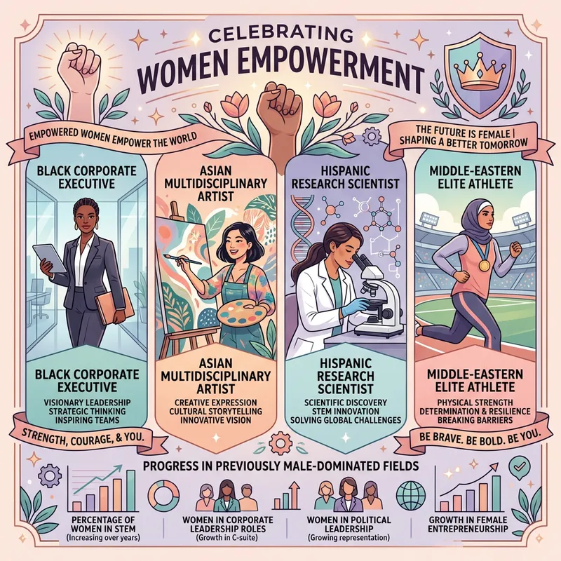 Women Empowerment Infographic: Symbols of Strength & Diversity Women Empowerment Infographic: Symbols of Strength & Diversity