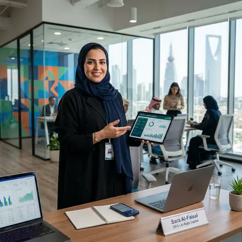 Professional Saudi Businesswoman in Modern Office Ambiance