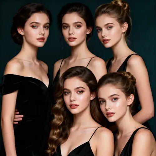 Elegant Portrait of Four Best Friends in Formal Wear