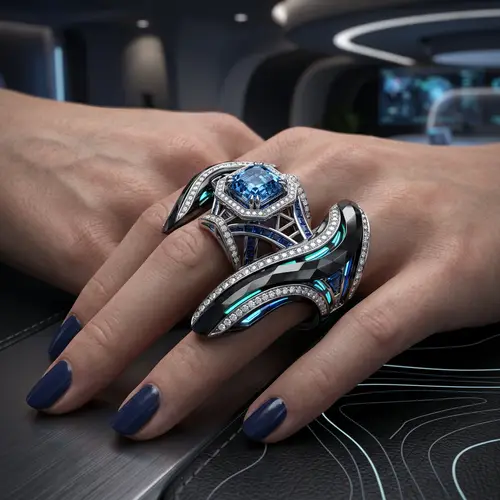 Futuristic Double-Finger Ring in 3D Design