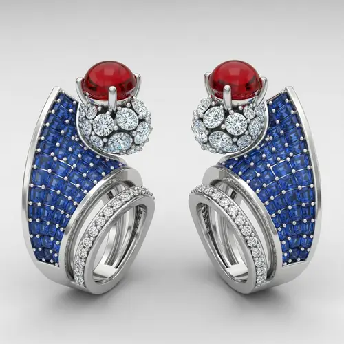 Futuristic Double-Finger Ring in 3D Design