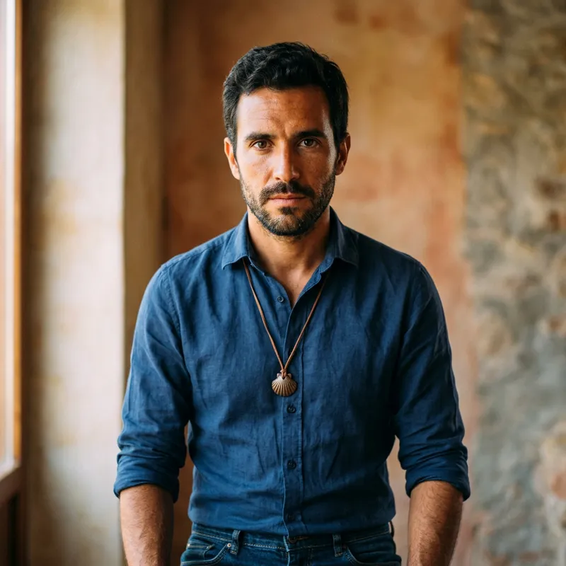 Focused Spanish Man in Short Dark Hair | Casual Portrait Focused Spanish Man in Short Dark Hair | Casual Portrait