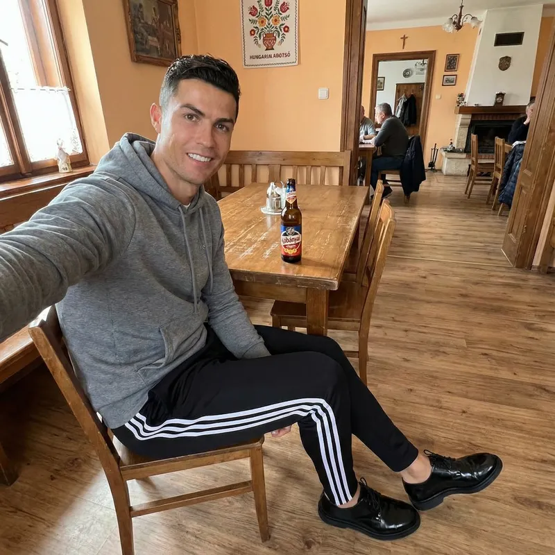Cristiano Ronaldo Enjoys Beer in Hungarian Village Pub