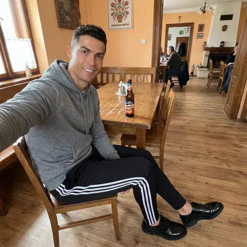 Cristiano Ronaldo Enjoys Beer in Hungarian Village Pub