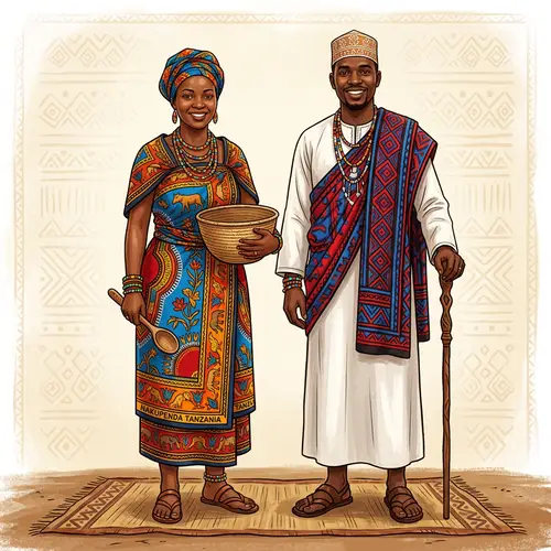 Traditional Tanzanian Clothing Illustration