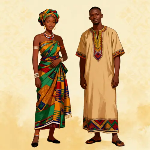 Traditional Tanzanian Clothing Illustration