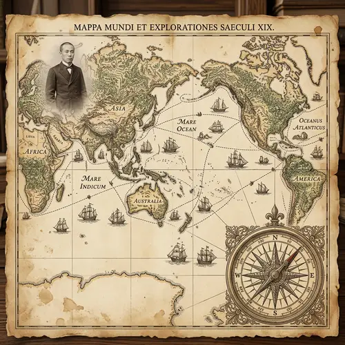 Vintage World Map with Compass & Boats | Sea Exploration Art