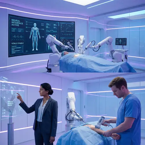 Futuristic Digital Healthcare Hub: Advanced Robotics & High-Tech Medicine