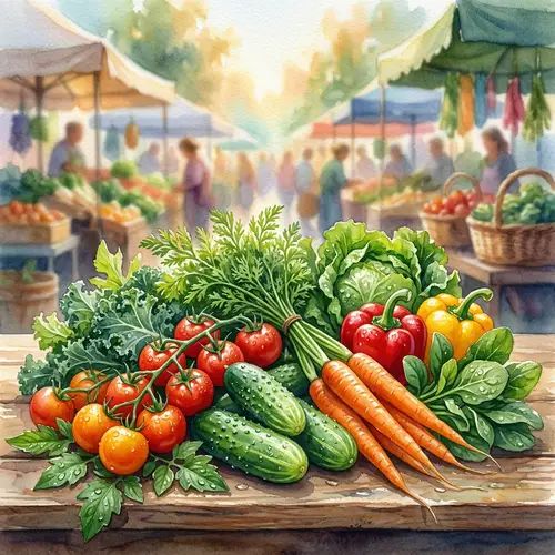 Vibrant Fresh Vegetables Watercolor Art