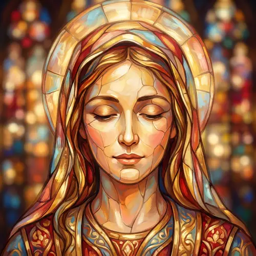 Calm Sacred Figure in Stained-Glass Style Portrait