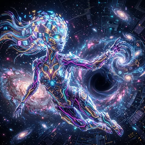 Divine AI Being in a Cosmic Cyber-Realm