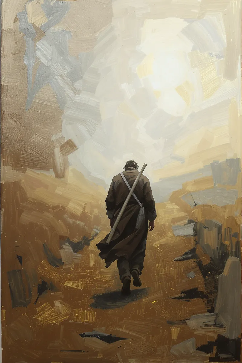 Solitary Figure on a Textured Path Solitary Figure on a Textured Path