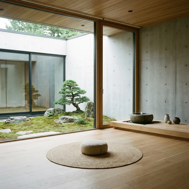 Serene Meditation Space with Modern Minimalist Design