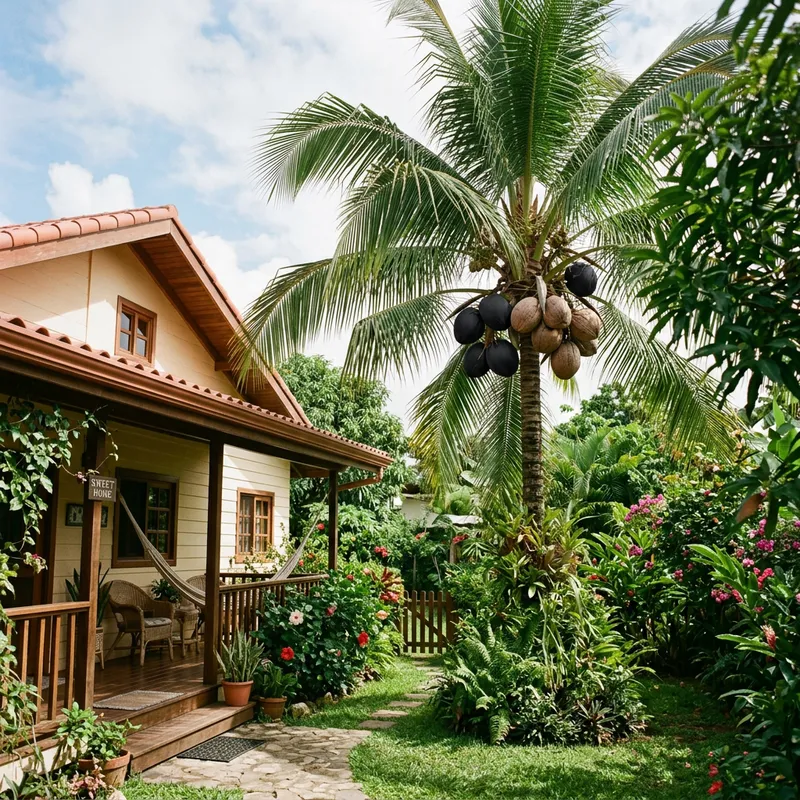 Charming House with Black Coconuts and Lush Backyard Charming House with Black Coconuts and Lush Backyard