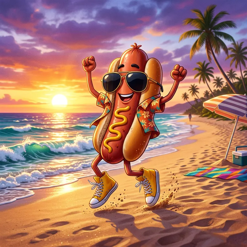 Cool Hot Dog Dancing on Beach at Sunset | Fun Beach Dance