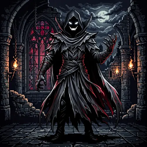 Enigmatic Gothic Video Game Character Silhouette