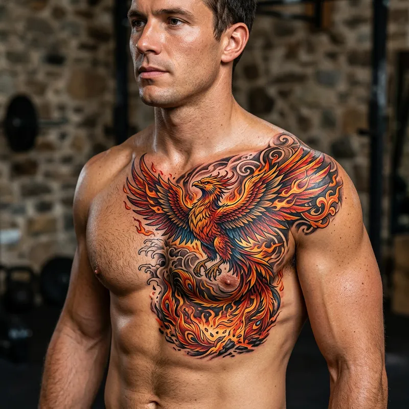 Intricate Phoenix Tattoo Design for Men