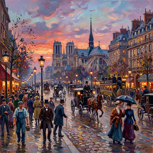 Impressionist Cityscape Art: Twilight Vibrance