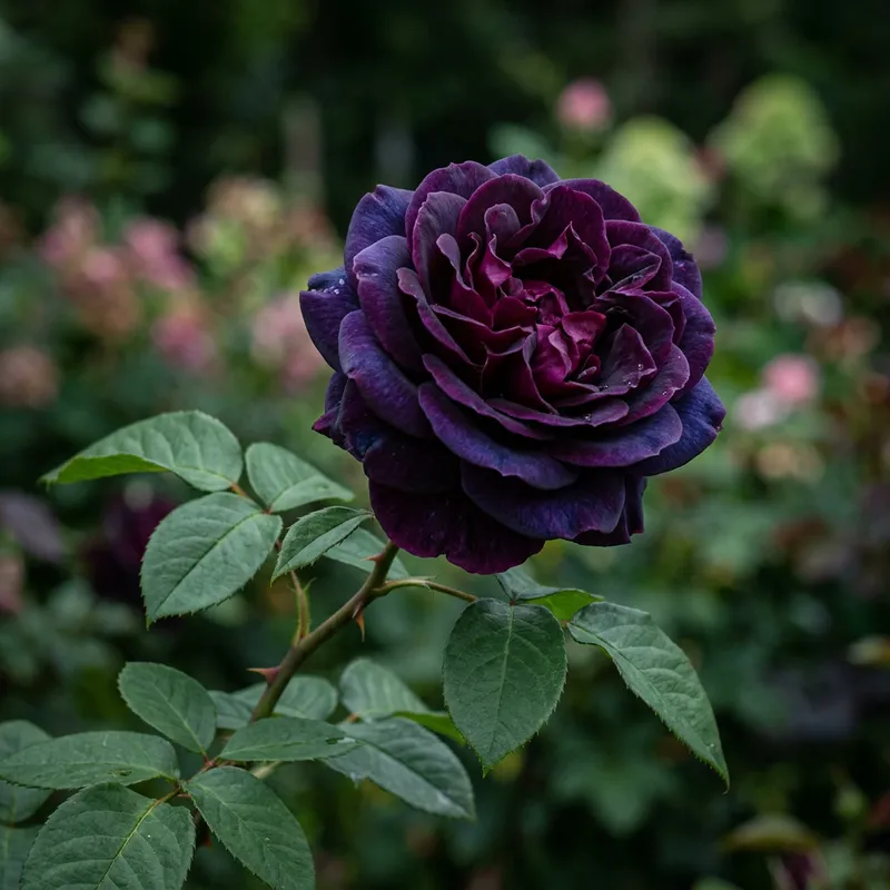Dark Rose in Full Bloom - Velvety Petals, Mysterious Beauty Dark Rose in Full Bloom - Velvety Petals, Mysterious Beauty