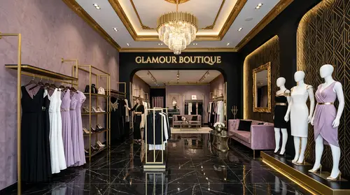 Elegant Glamour Clothing Store Interior Design