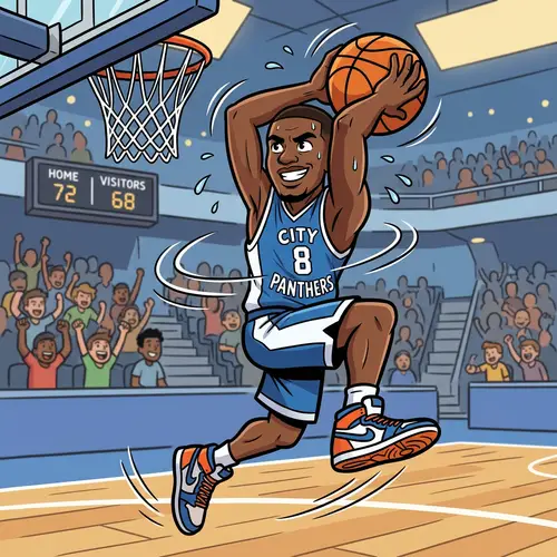 Cartoon Black Basketball Player Illustration