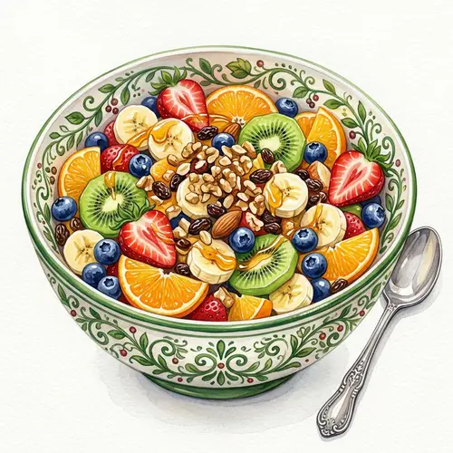 Colorful Fruit Salad with Strawberries, Bananas, Kiwis, and More