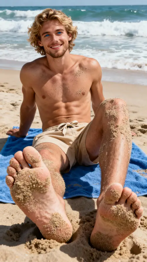 Athletic Beach Portrait of a Smiling Man