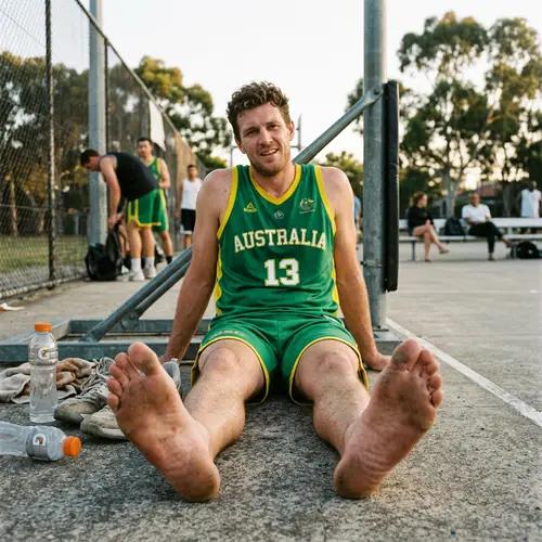 Australian Basketball Player Relaxing at Match