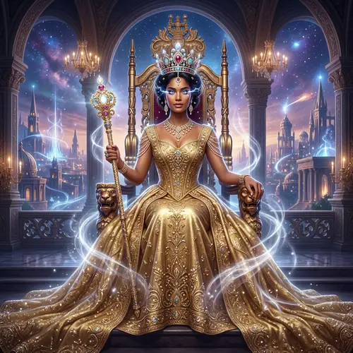 Radiant Woman in Gold Gown at New Jerusalem | Divine Aura