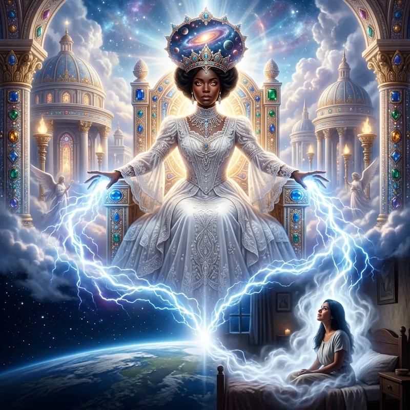 Divine Black Queen Healing Earth with Celestial Power