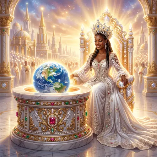 Majestic Vision in New Jerusalem: Regal Black Woman and Earth's Radiance