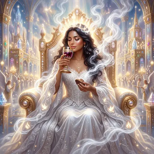 Ethereal Woman in New Jerusalem Vision | Divine Fashion Icon