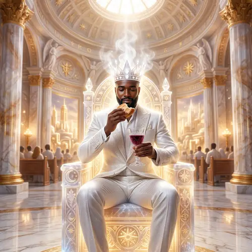Radiant Black Man in New Jerusalem Throne Room - Spiritual Communion
