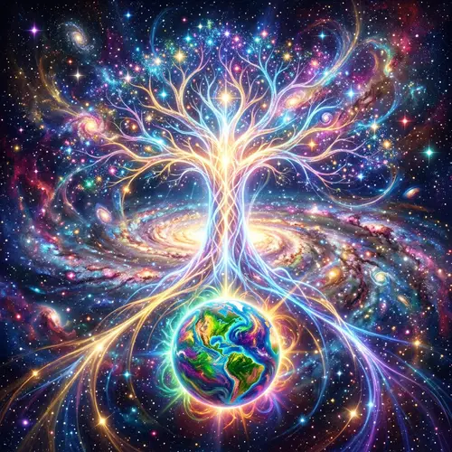 Cosmic Scene: Symbolizing Life's Power and Purpose