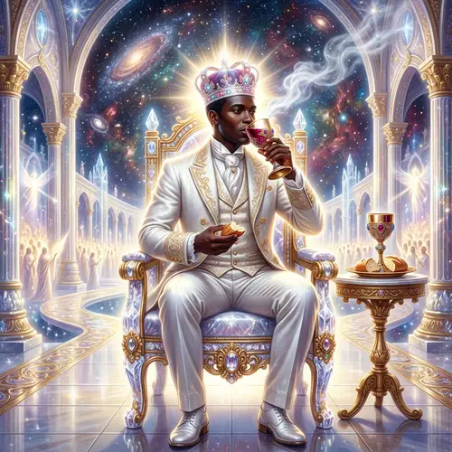 Glowing Black Man in Majestic Throne Room | Communion Scene
