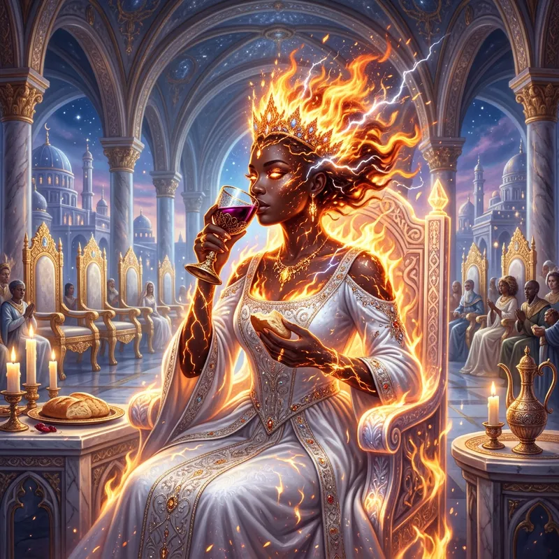 Glowing Black Queen in New Jerusalem Throne Room | Holy Communion Scene