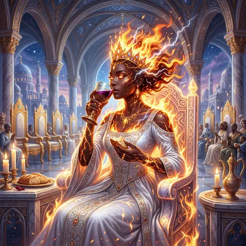 Radiant Black Woman in Grand Throne Room | Celestial City Scene