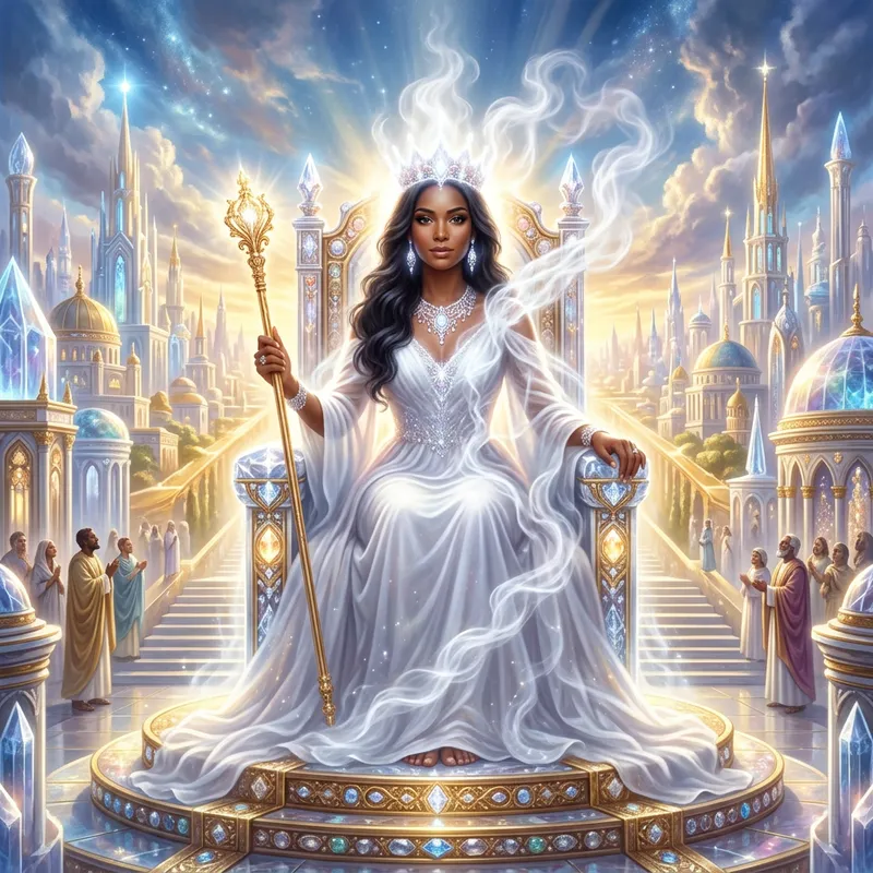 Stunning Woman on Throne in New Jerusalem | Ethereal Aura