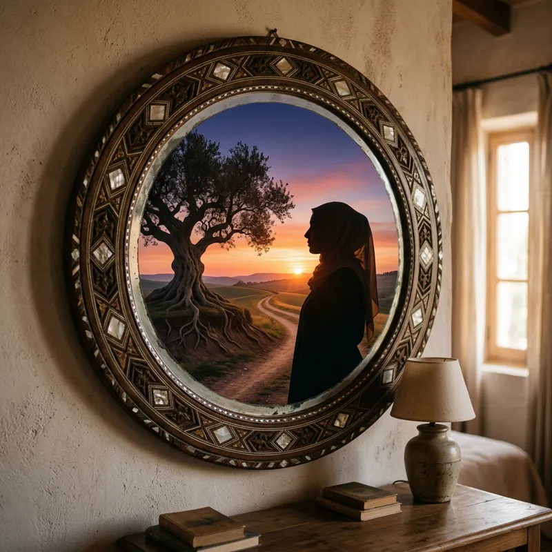 Journey of Self-Discovery: Mirror Reflection, Sunrise, Tree Symbolism