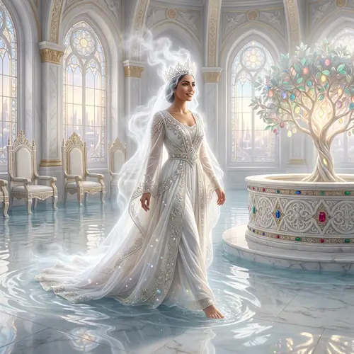 Vision of Ethereal Beauty in Heavenly Throne Room