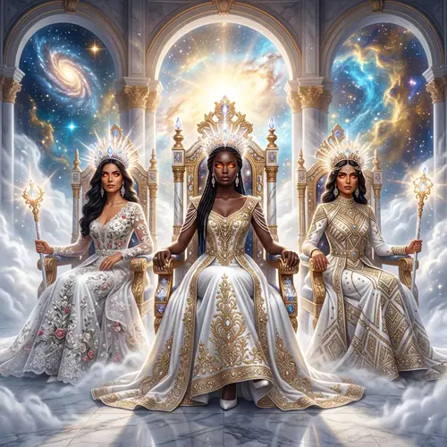 Celestial Kingdom: Multicultural Queens with Luminous Tiaras