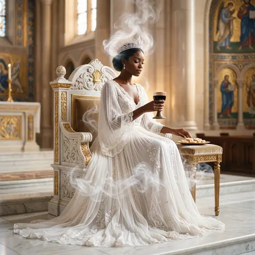 Divine Black Woman on Majestic Throne in New Jerusalem