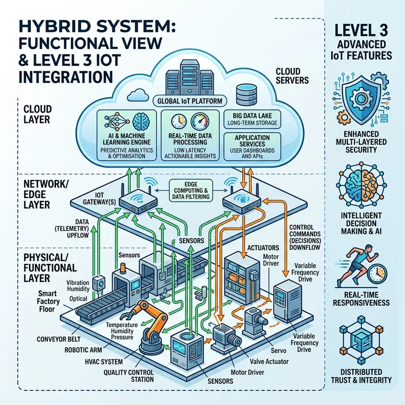 Functional View of IoT Level 3 Specifications Combined with Vector Illustration