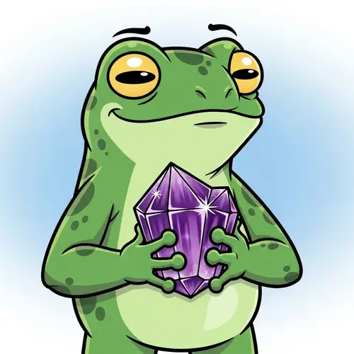 Humorous Green Frog Cartoon with Amethyst