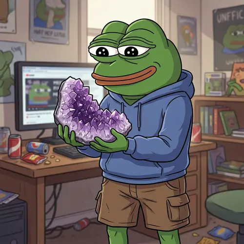 Humorous Green Frog Cartoon with Amethyst