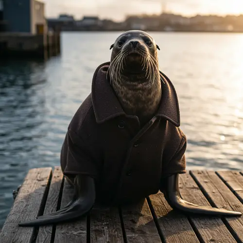 Adorable Seal in a Stylish Coat